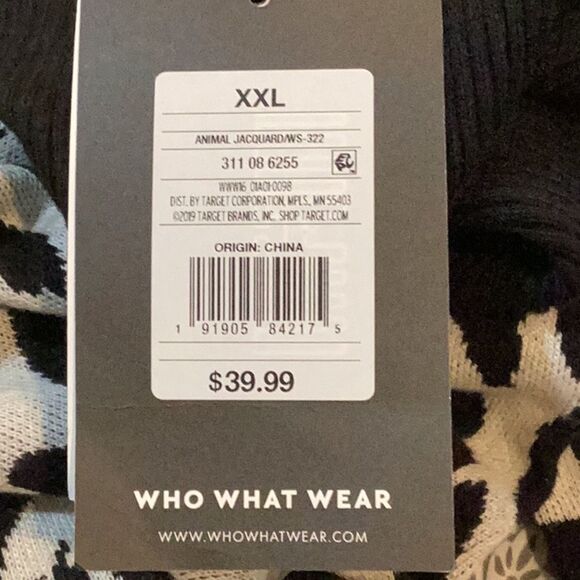 NWT Who What Wear Leopard Balloon Sleeve Sweater Dress Animal Jacquard XXL - Picture 4 of 6